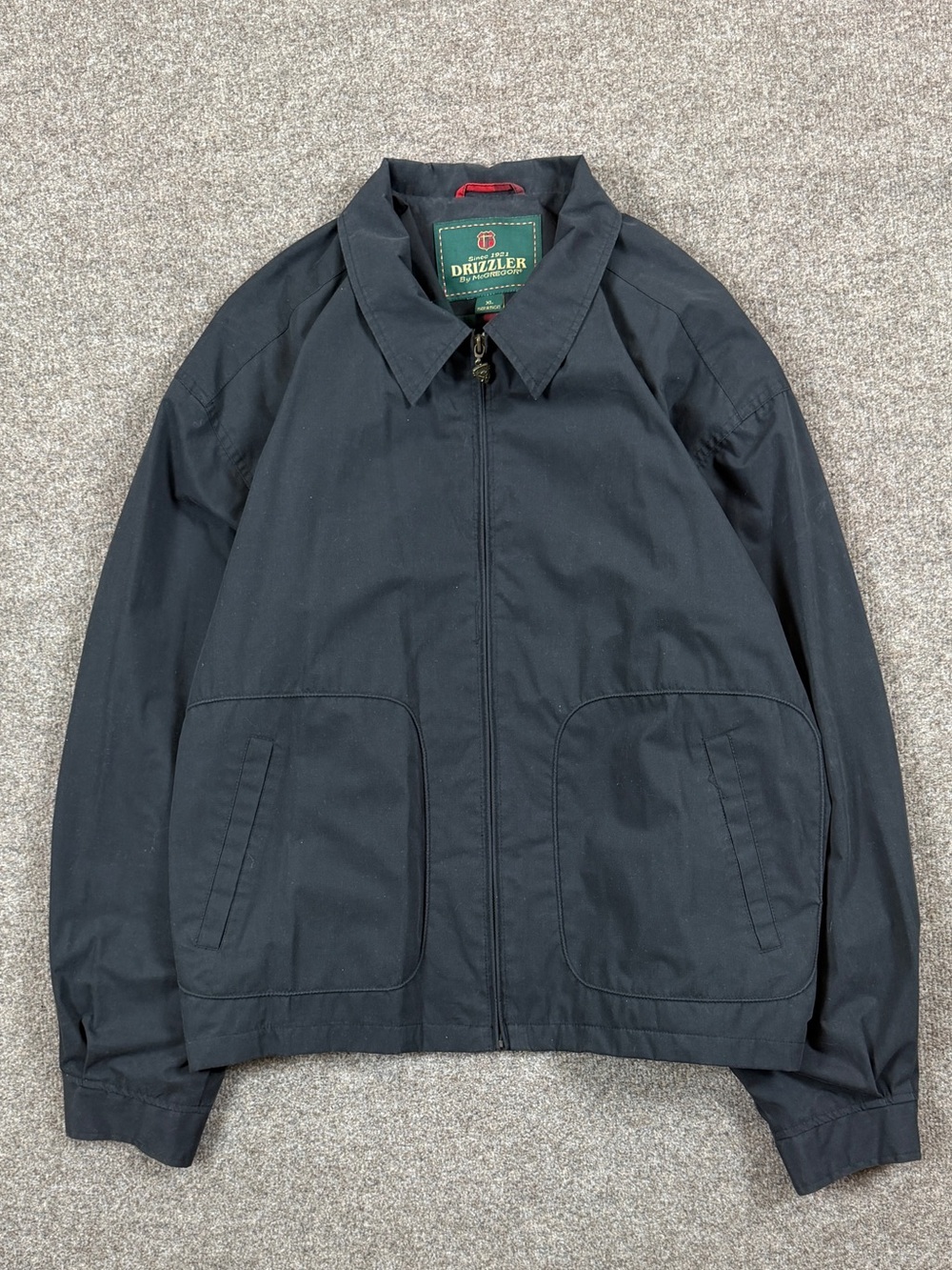 Vintage Black Lightweight Full Zip Bomber Jacket Men’s Size XL Red Plaid‎ Lining